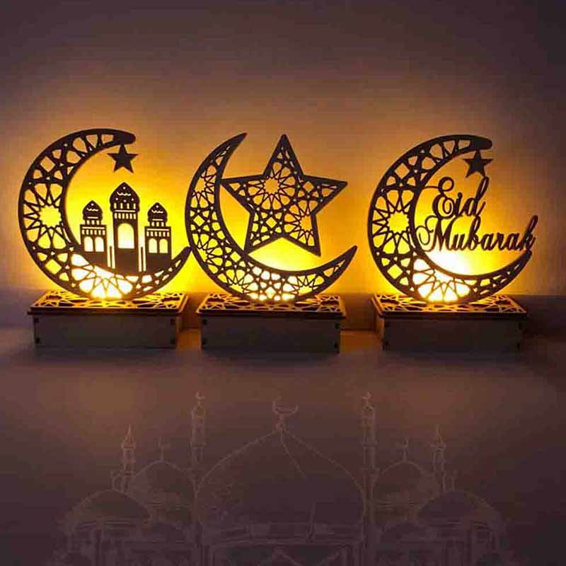 Islamitische Paleis Home Moon Led Kaars Lichten Eid Mubarak Evenement Feestartikelen Decoratie