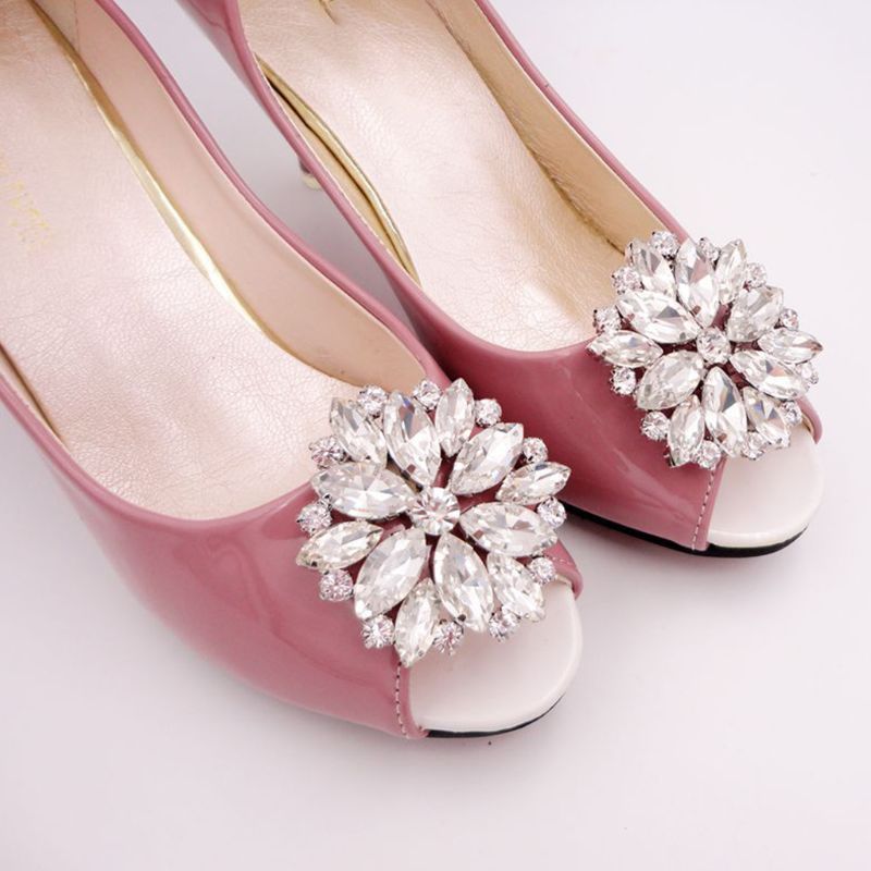 Broches de cristal para zapatos, 1 par, adornos removibles para zapatos, hebillas brillantes J2HD