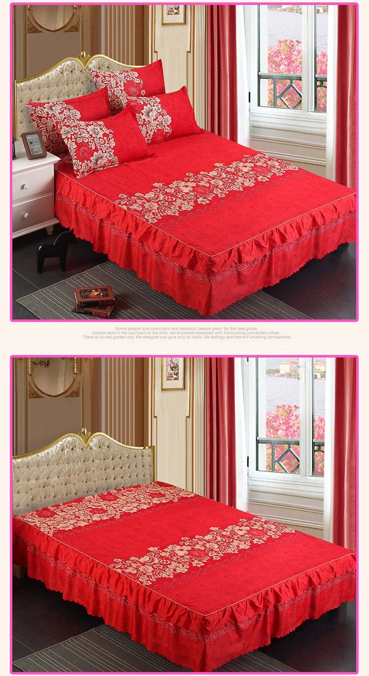 Blomster hjem lagen bomuld rød sengetøj sengetæppe åndbart blødt og behageligt