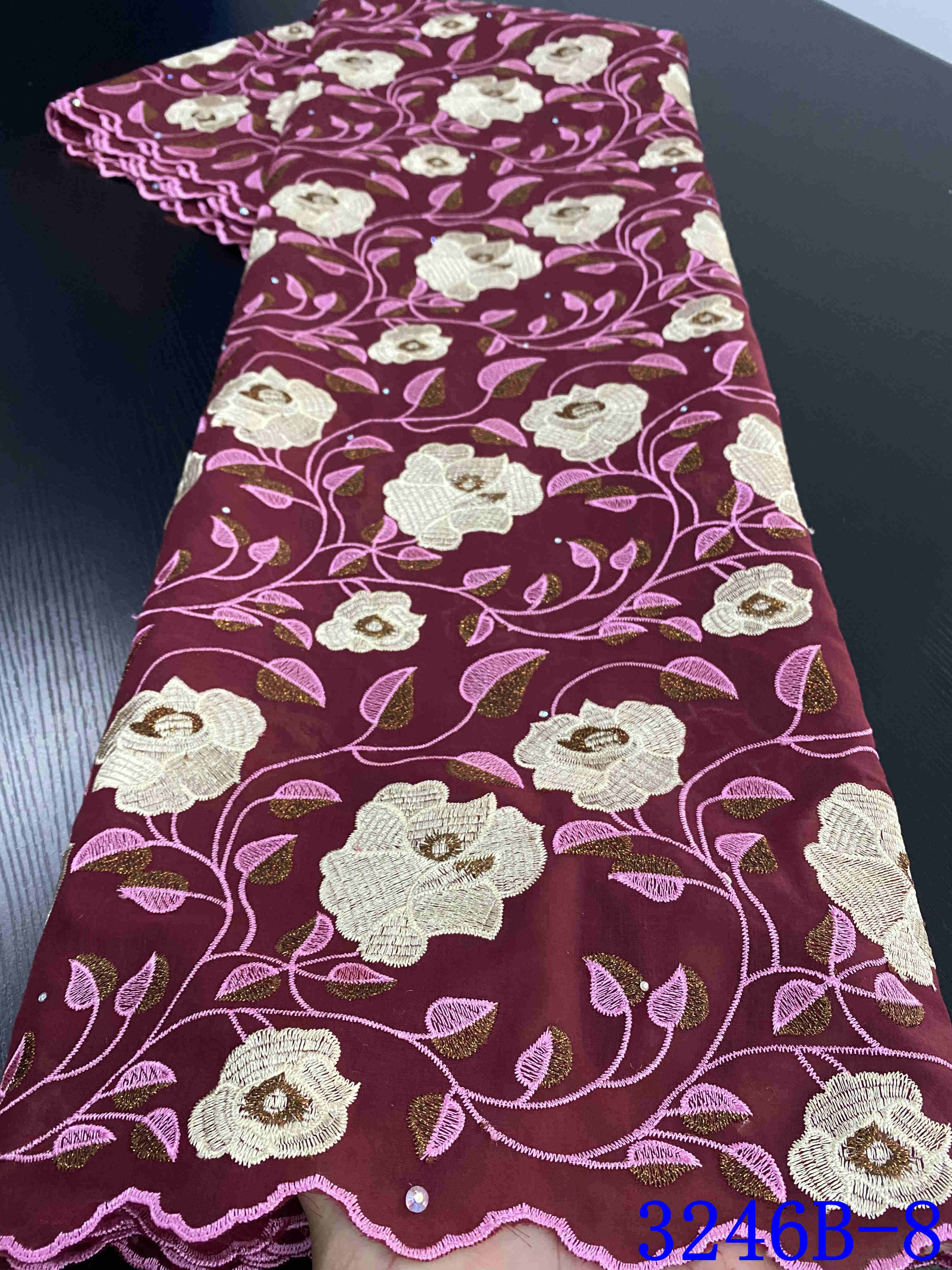 Nigerian Voile Laces Fabrics Lace African Lace Fabric For Wedding Dress French Cotton Lace Material YA3246B-8