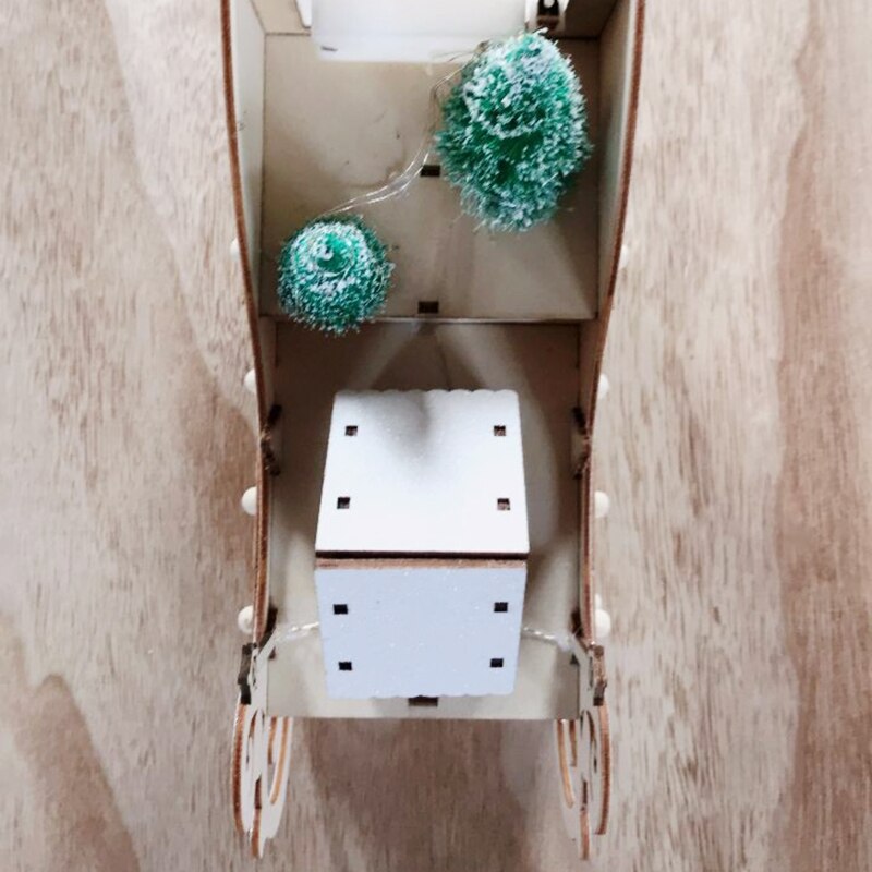 Tree House Sleigh Wooden Advent Calendar Countdown Christmas Party Decor 24 Drawers with LED Light Ornament