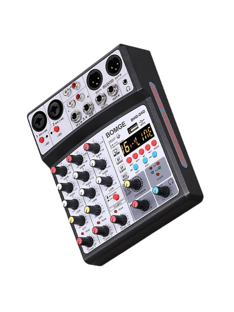 4 Channels Audio Sound Mixer Mixing DJ Console USB With 48V Phantom Power 16 DSP Effects
