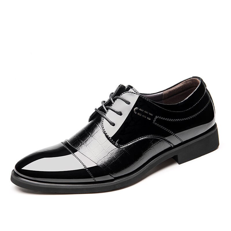 COSIDRAM Spring Men Formal Shoes Pointed Toe Wedding Business Shoes PU Leather Dress Shoes For Male BRM-947: Black / 8.5