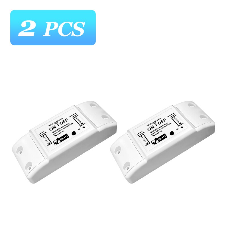 Wifi DIY Smart Switch Remote Controller Timer 90-250V Smart Home Tuya Smartlife APP Control Work with Alexa Google Home Outlets: 2 PCS