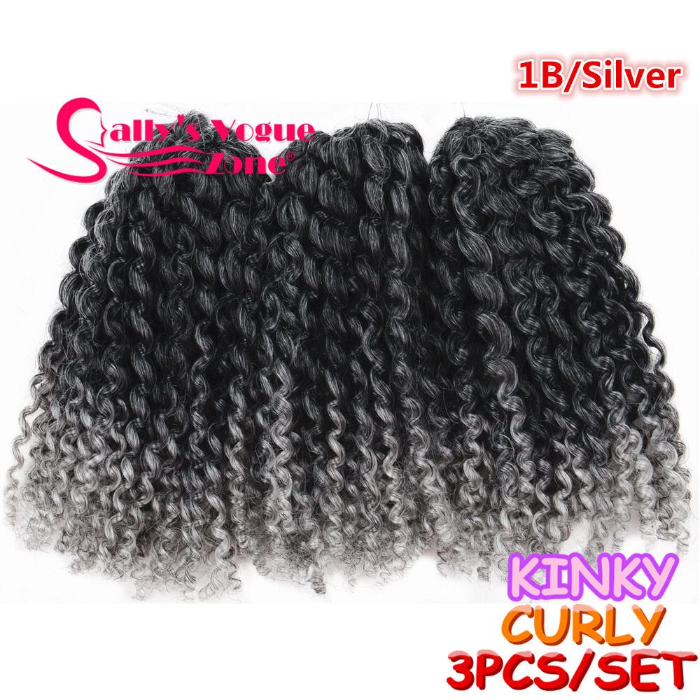 3pcs/set 8Inch Sallyhair Synthetic Marley Braids Crochet Braid Hair Ombre Black Dark Brown Jumbo Braiding Hair Extensions: T1B/Silver Gray / 3Pcs/Lot