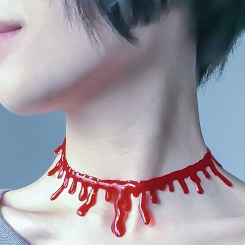 Mode-sieraden Ketting Punk Party Ketting Halloween Deathrock Charm Jurk Bal Blood Red Stitch Choker Mode Kettingen