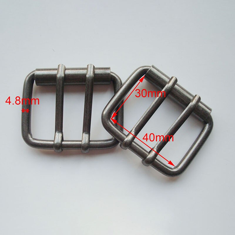 Meetee 4 Uds doble Pin zapatos hebilla tamaño interior 40mm hebillas de cinturón ajustables equipaje bolso DIY cuero accesorios decorativos: Plata antigua