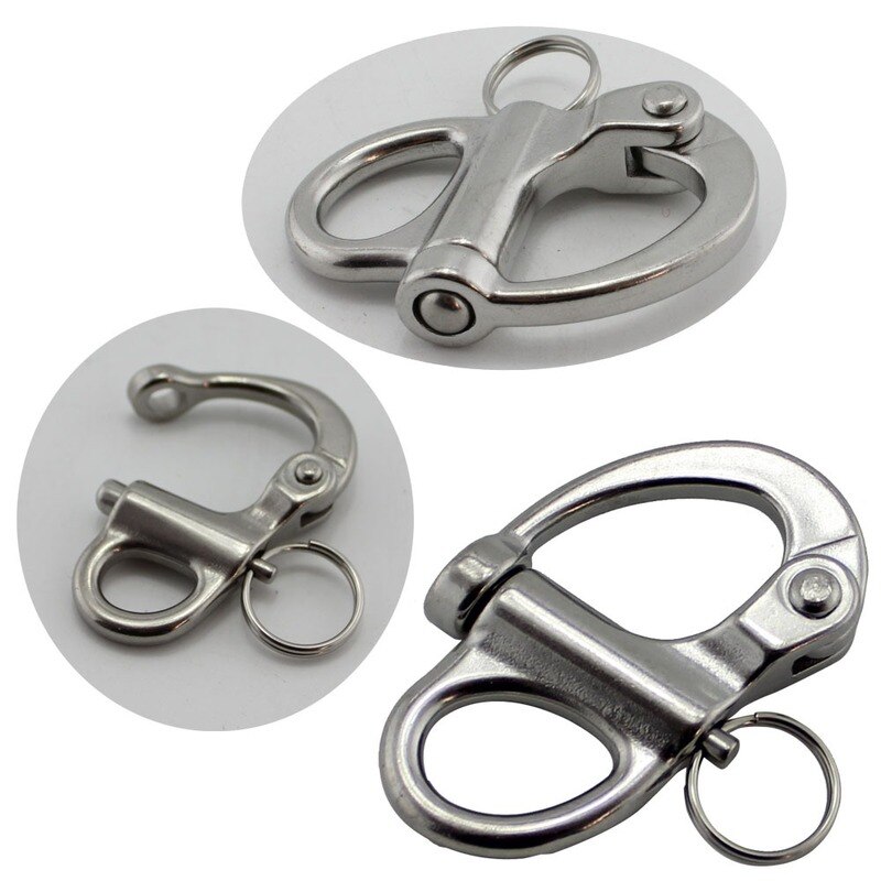 Minigrillete de presión fijo de acero inoxidable de 5 uds. Y 35mm, grilletes fijos de liberación rápida con anillo redondo, aparejos de Embarcación marina, Hardware de 5 uds.
