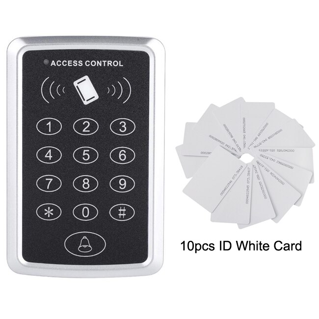 125KHz RFID Access Control Keypad Outdoor Rainproof Cover EM Card Reader Door Access Control System: AC and 10 card