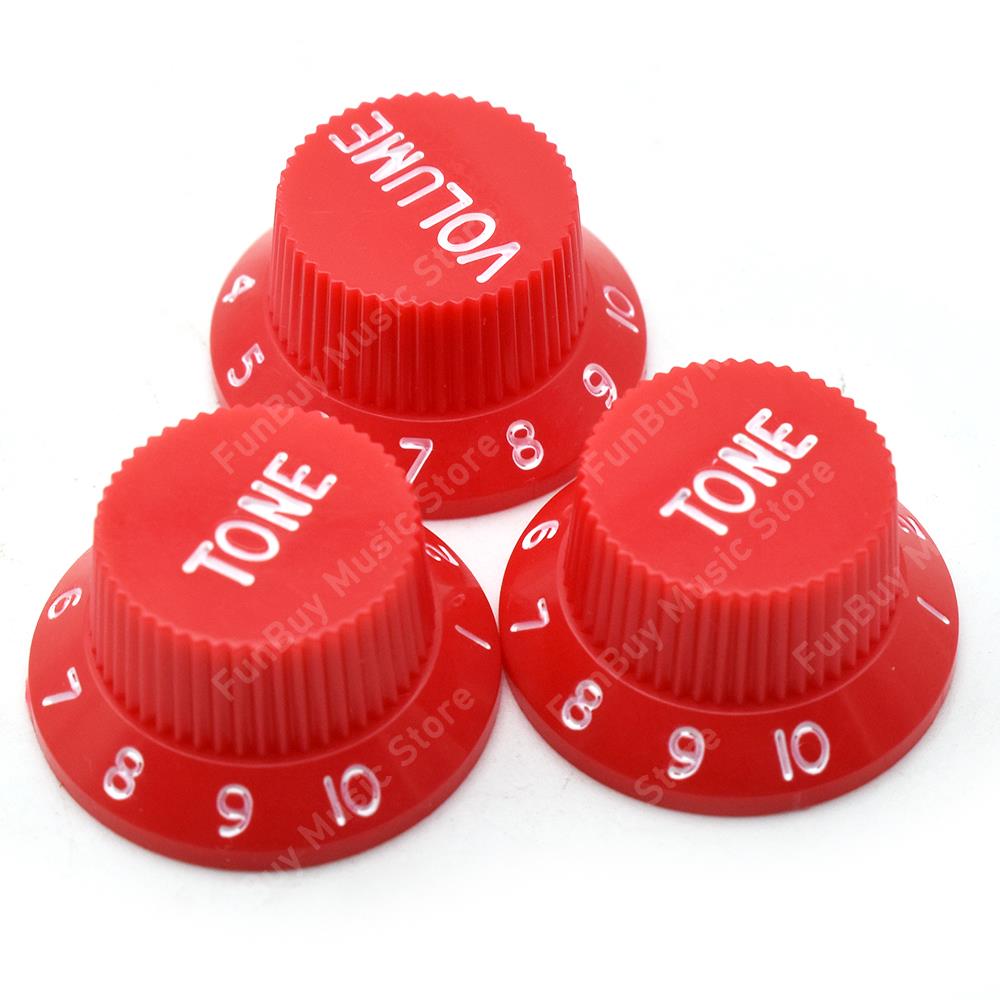 Wielokolorowy pokrętła regulacji prędkości gitary elektrycznej przyciski garnka na gitarę (1 głośność i 2 Tony zestaw): czerwony 2T1V