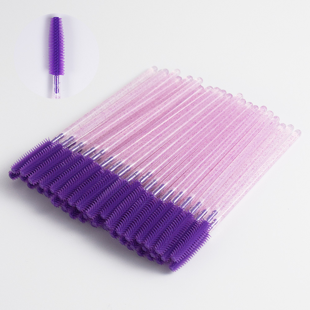 50 pestañas postizas cosméticas cepillo de pestañas de silicona repetido muchas veces alargamiento de pestañas femeninas herramienta de belleza: Verde