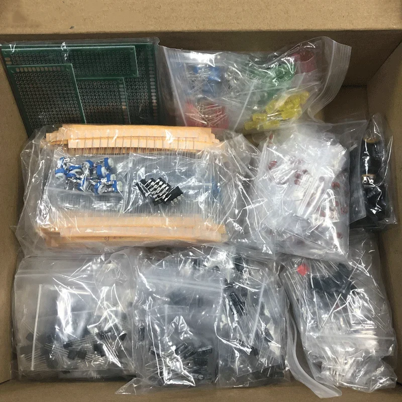 1900 pcs Mega Electronic Component Kit including Assortment + Capacitors + Resistors + LED + Transistors + DC Jacks + PCB +opamp
