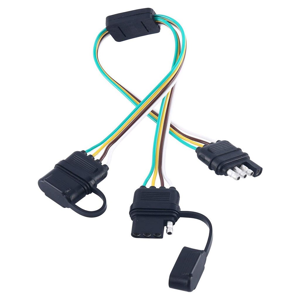 4 Pin Flat Y-Splitter Plug with Trailer Extension Harness 21 Inch (2 Lead)