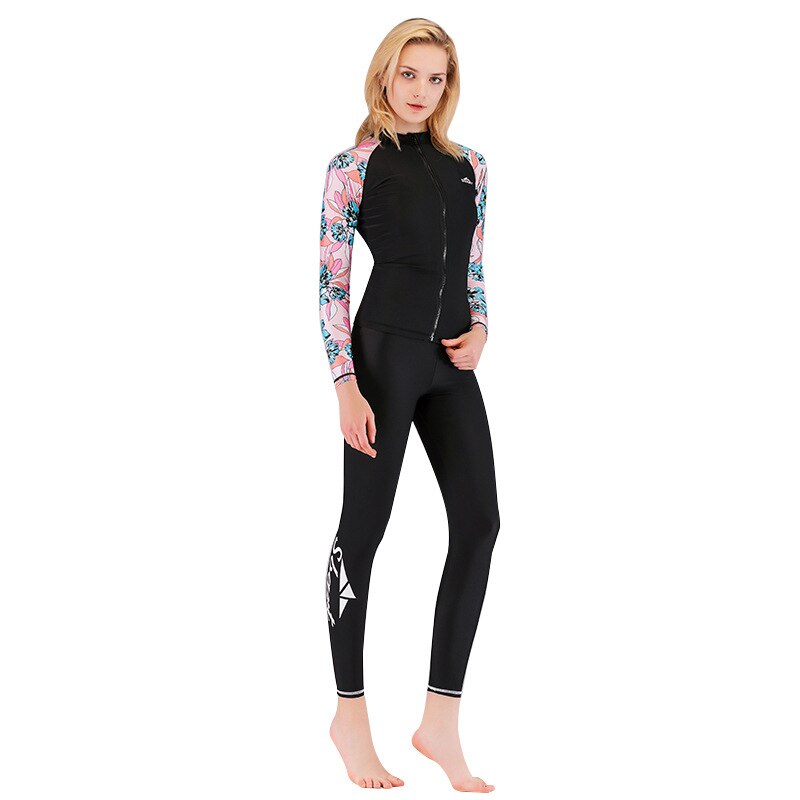 Vrouwen Lange Mouw Rashguard Swim Shirt Upf 50 + Rash Guard Badpak Top &amp; Bottom Full Body Tweedelige Surfen snorkelen Zon Suits