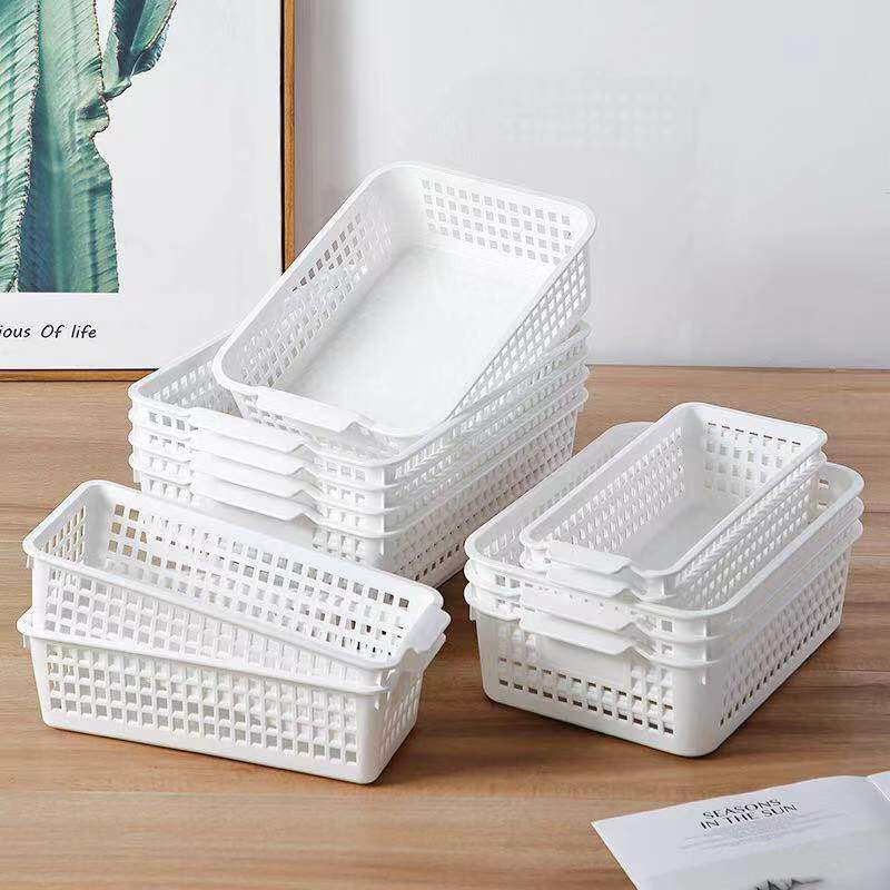 Panier de rangement rectangulaire pour snacks | Panière de rangement en plastique creuse domestique pour bureau boîte de rangement pour articles divers panier pour salle de bain