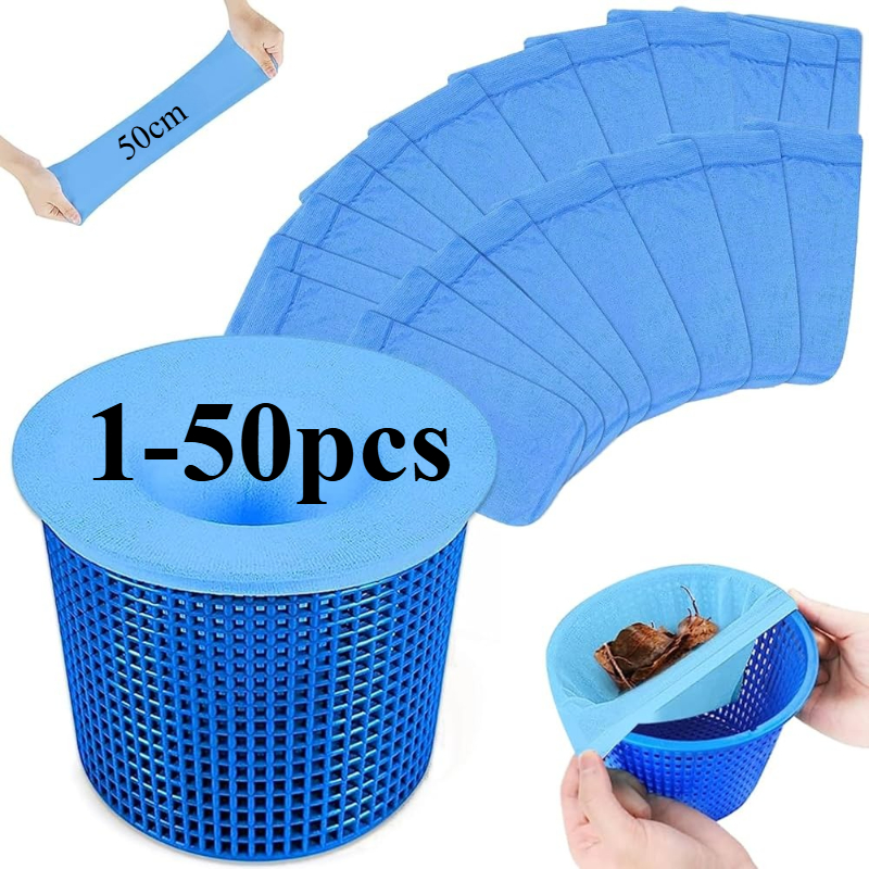 10/20/30/50 stück poolskimmer-socken, skimmerfilternetz, wiederverwendbare, strapazierfähige, elastische nylonsocken, schwimmbadzubehör