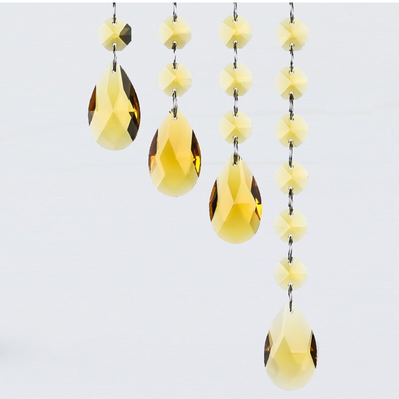 oben 2 satz/los Mehrfarbig Kristall Achteck Perlen + Engel tränen Facettierte Kristall Glas Kronleuchter Kristall Glas Suncatcher: Gold