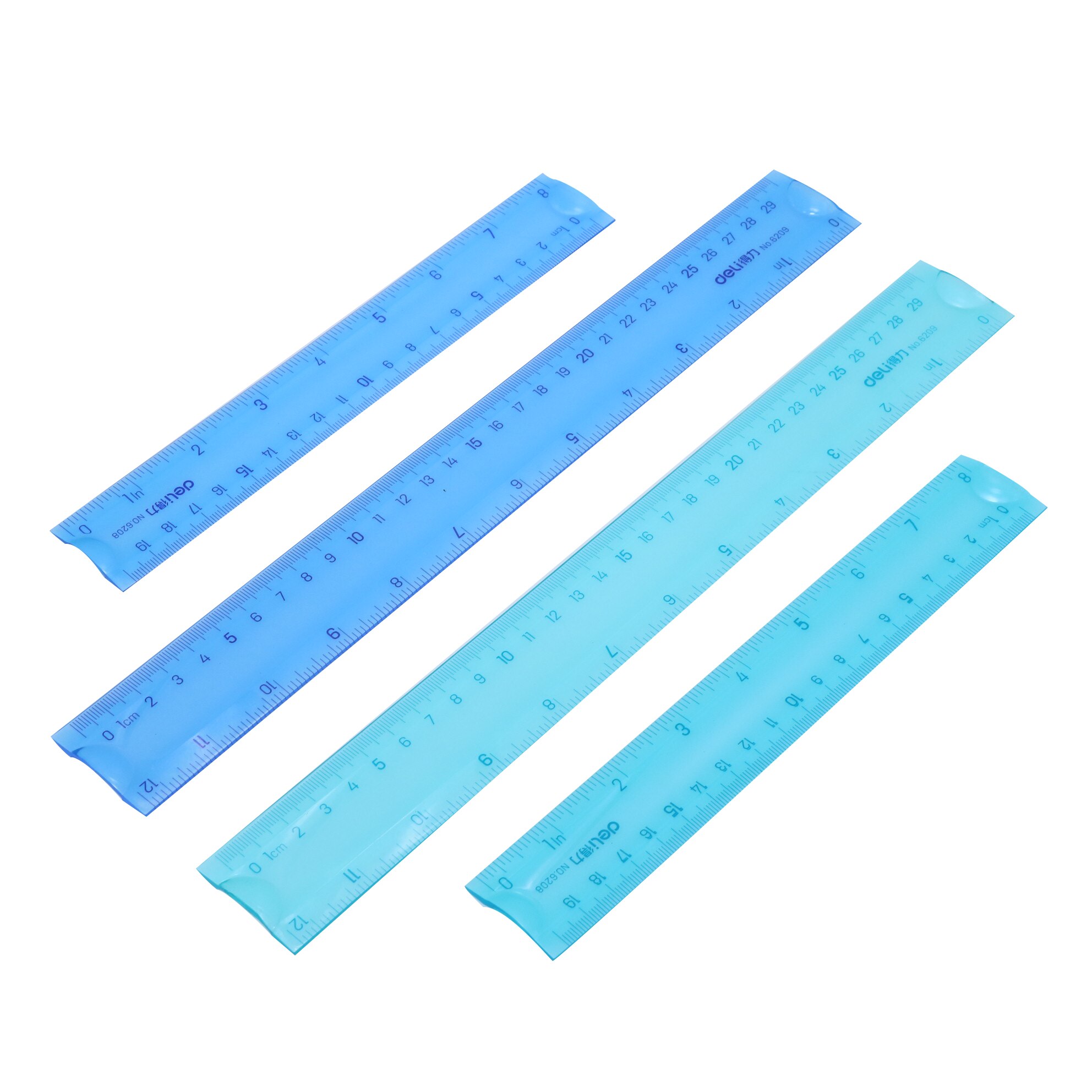 Regla Flexible transparente para dibujo de estudiantes, Regla suave de plástico para oficina y escuela, azul/verde, 20cm/30cm, 1 unidad