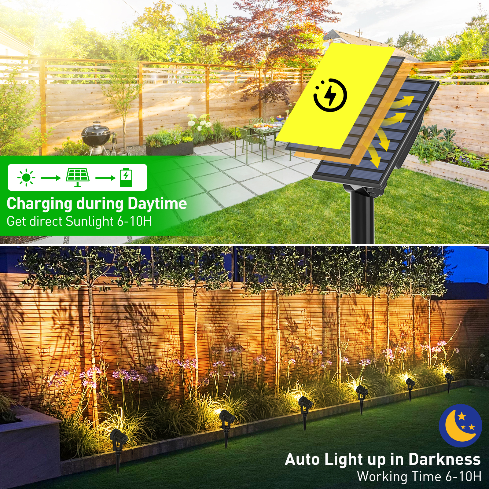Luz LED Solar de 3000K/6000K, foco Solar para exteriores, luz Solar para jardín, luz de pared impermeable IP65 para exteriores