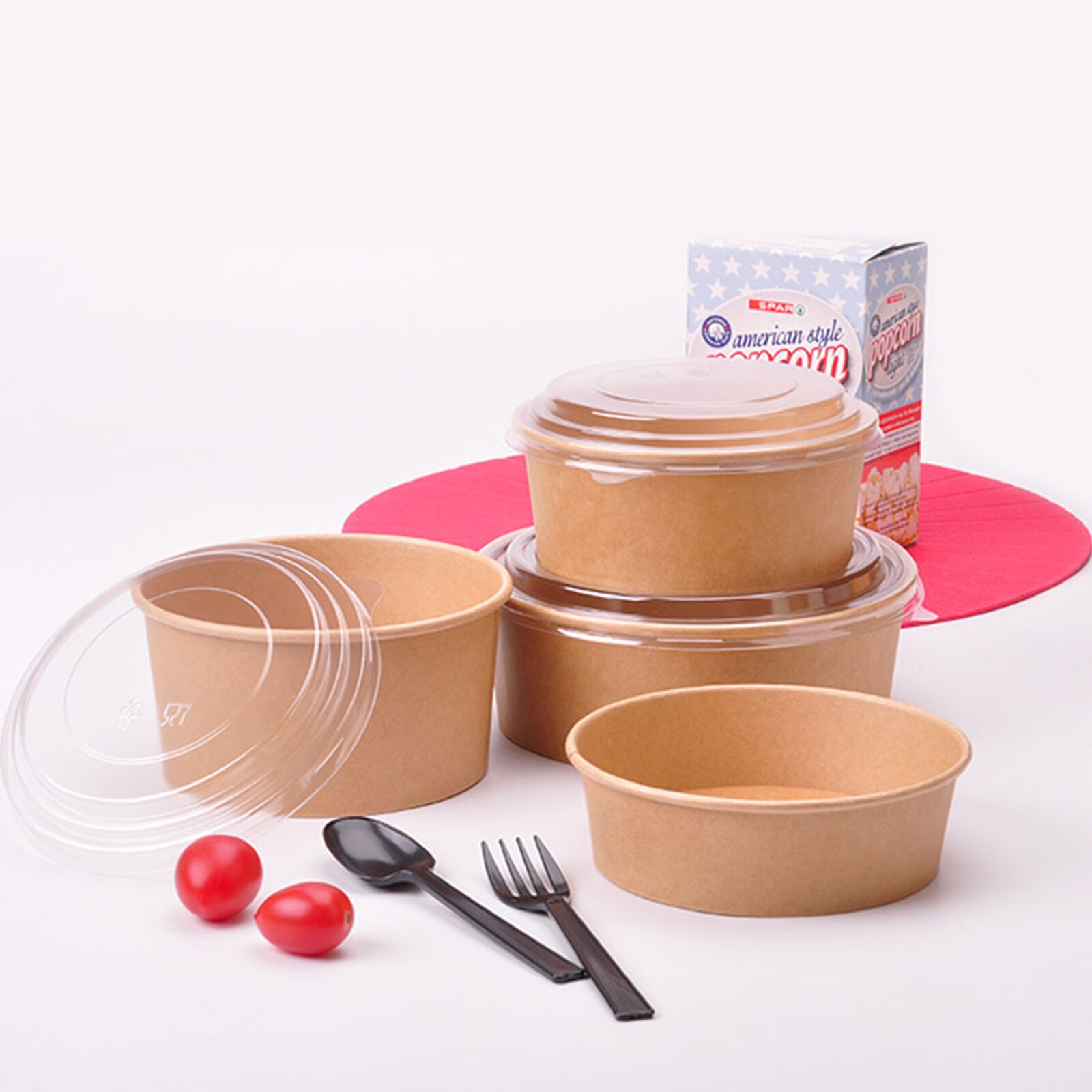 50 Contenedores de paple Kraft, ensaladero 500ml-1500ml