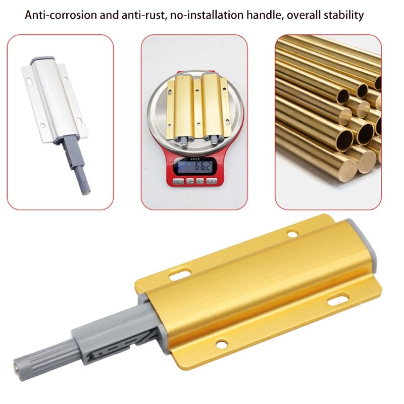 Magnetic Push Latches Heavy Duty Push to Open Close Door Latch Cabinet Hardware Drawers in Kitchen Bedroom Home Gold