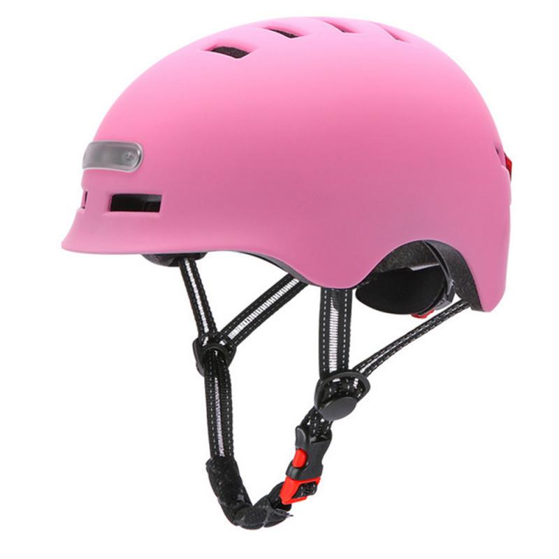 Illumination Warning With Light Adjustable Bicycle Helmet Balance Bike Electric Scooter Motorcycle Helmet Four Colors: Pink L