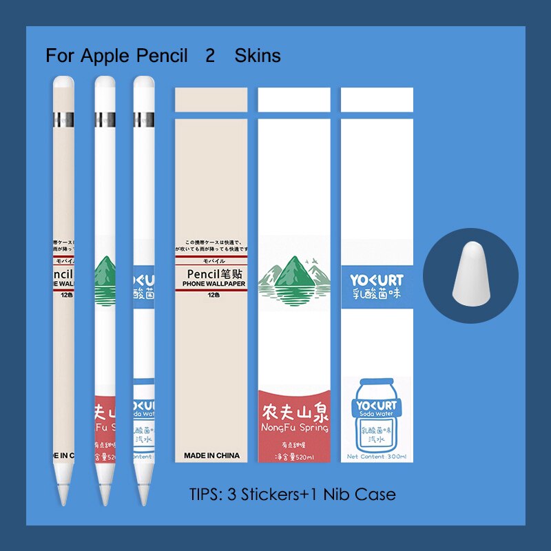 Para apple pencil 1 2 adesivos scratchproof bonito dos desenhos animados ultra fino adesivos touch stylus caneta adesivo não-deslizamento de papel protetor: For Pencil 2 - A19