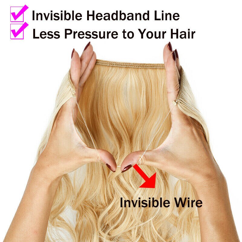 22 pouces femmes vague Extensions de cheveux Secret cheveux Extension bande synthétique naturel caché Secret Invisible fil cheveux pièce sans pince