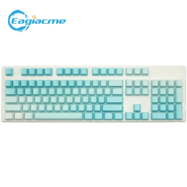 Teclas de gradiente PBT OEM para teclado mecánico, 104 teclas, grabado lateral opaco, teclas universales para teclado de juego, interruptor MX: L blue Side engraved