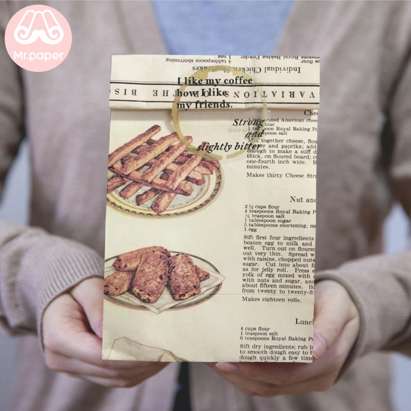 Mr paper Washi paper bag mini Stand up Retro Pote Bags Letter Life Art Open Top Packing paper Treat Bag