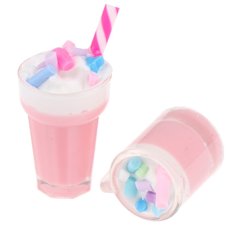 1:12 Dollhouse Miniatuur Scène Model Drinken Pretend Play Simulatie Aardbei Milkshake Poppenhuis Accessoires Kids Speelgoed