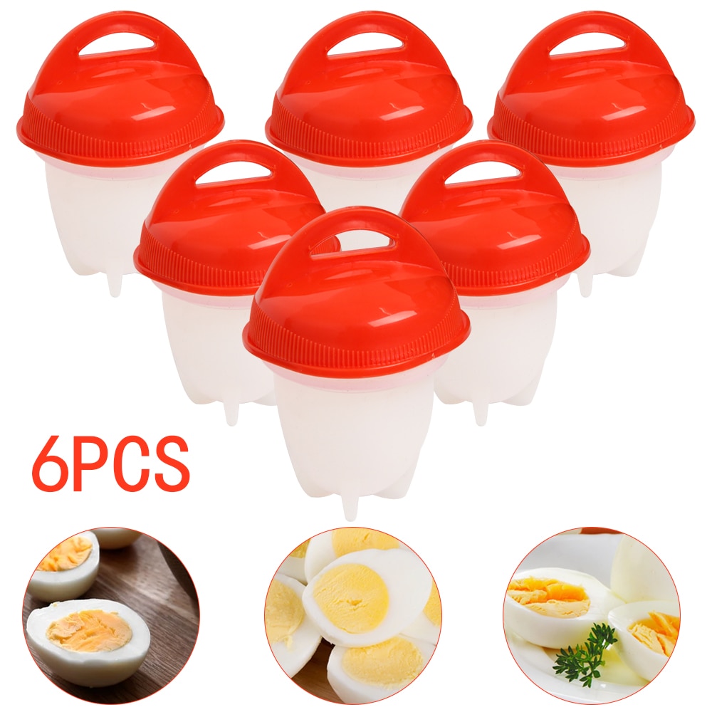 6 st äggkokare silikon tjuvfiskare non-stick äggkokare avdelare kokt äggkopp multifunktionell äggångare kökstillbehör
