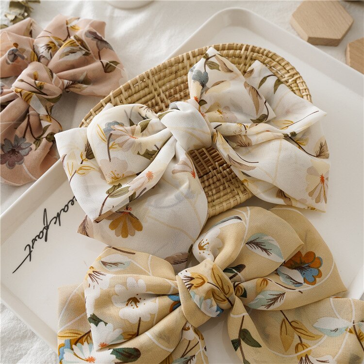 1 pièces Barrette à cheveux pinces à cheveux florales grand grand arc épingle à cheveux pour les femmes dames en mousseline de soie fleur pinces à cheveux accessoires de cheveux à la main