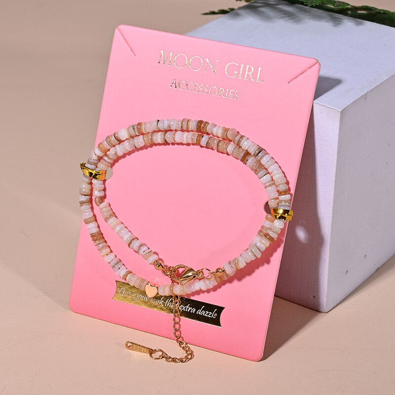 Moon girl golden star choker necklace for women jewelry uses stainless steel chain and 4mm shell beads