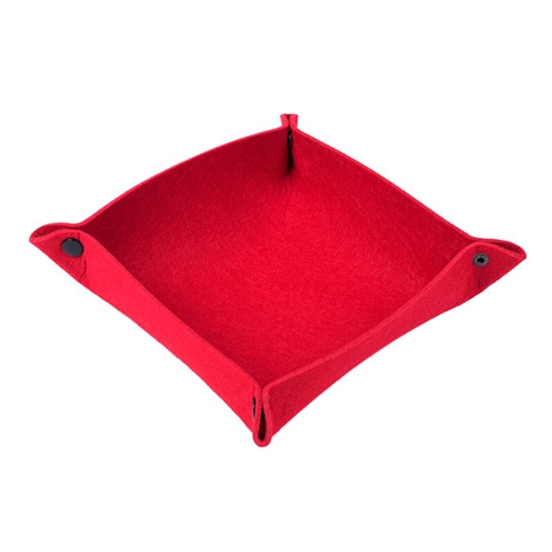 Vilten dobbelstenenbak opvouwbare opbergdoos sleutel portemonnee munten diversen bakken 5 kleuren: Rood