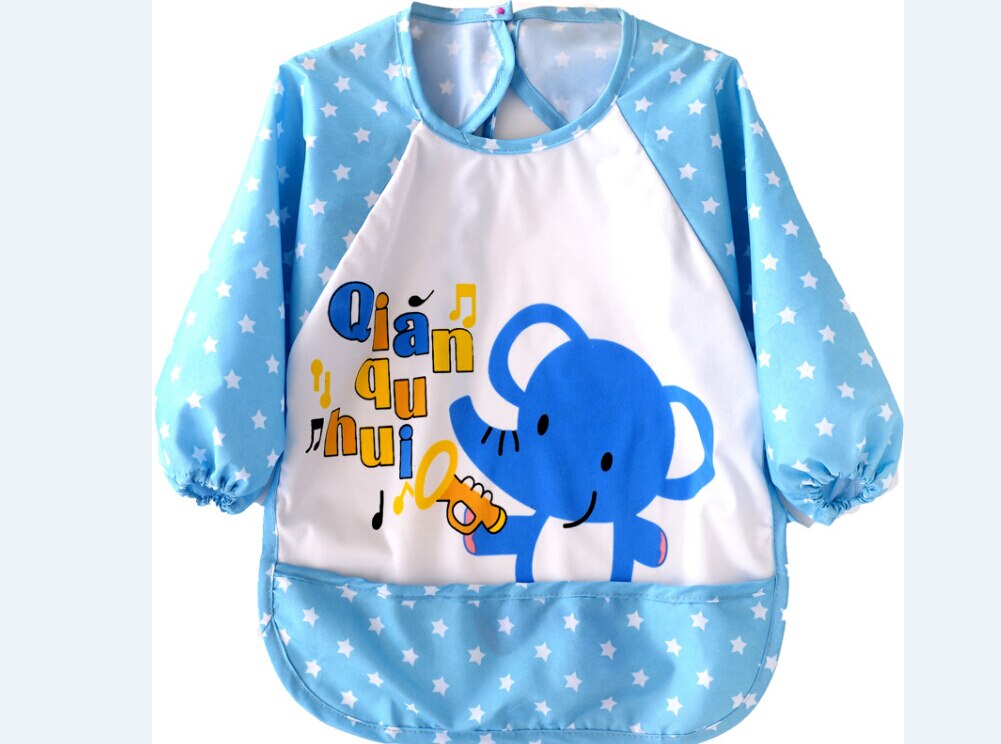 À manches longues bébé enfants filles garçons bavoirs bavoir tablier étanche Art Smock alimentation enfant en bas âge enfants: Yellow Giraffe