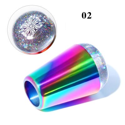 1pc holografista kynsien leimaamista ja kaavinta kynsien leimaamiseen, sateenkaarikahva ainutlaatuinen leimauslaite , 3.8cm/4cm kynsien leimaustyökalu: Yz38-2