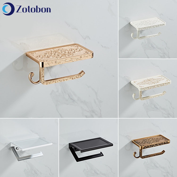 Zotobon aluminiumsvævsholder mobiltelefonrulleholder retro rose guld toiletpapirholder arrangør badeværelse papirreoler f106
