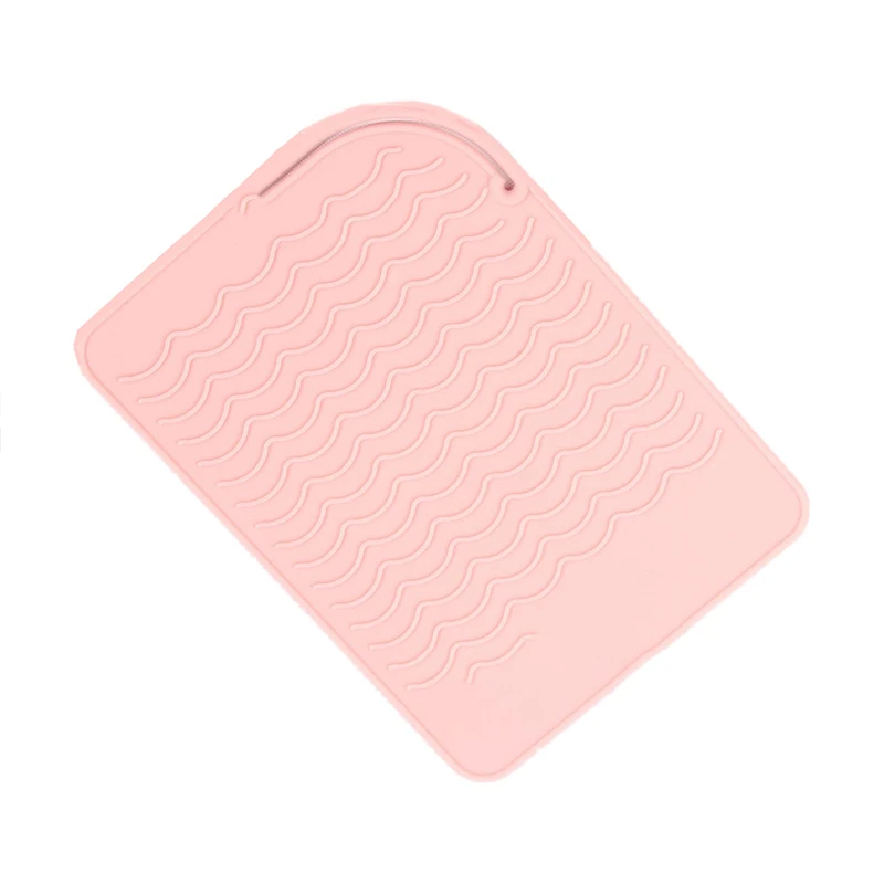 Herramientas para el cabello, rizador, funda aislante térmica, alisador de pelo plano, almohadilla aislante de silicona, férula eléctrica antideslizante para peluquería: Rojo rosado