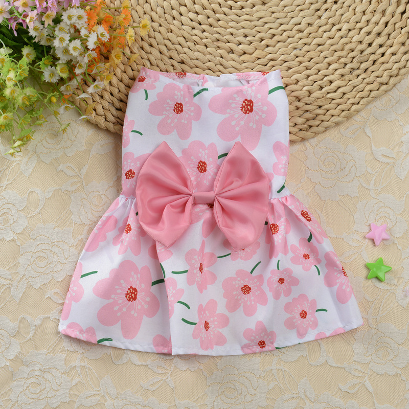 Cute Print Rabbit Clothes Summer Pet Dresses with Bow for Cats Rabbits Small Animals Clothing Outfit Bunny Dress Pet Supplies: XS / Red