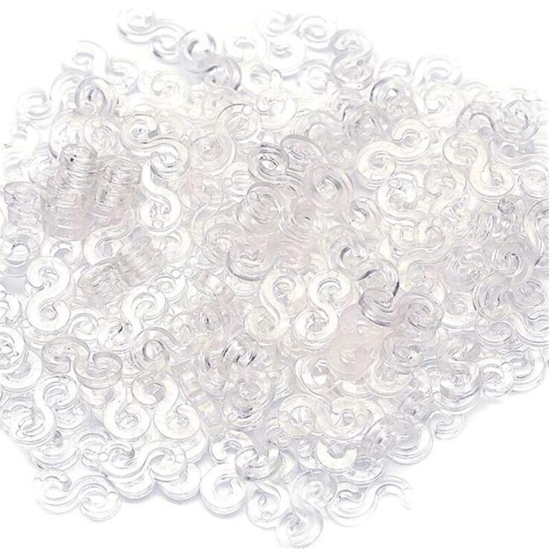 500 Uds S Clips gancho conectores de plástico recargas para DIY encanto telar banda de goma pulsera joyería suministros accesorios: Rojo rosado