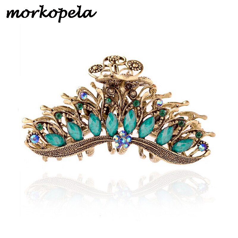 Morkopela-pince à cheveux en métal pour femmes, pince à cheveux en strass, Vintage, accessoires, fleurs, style rétro, griffes de coiffure, pour femmes, bijoux de banquet