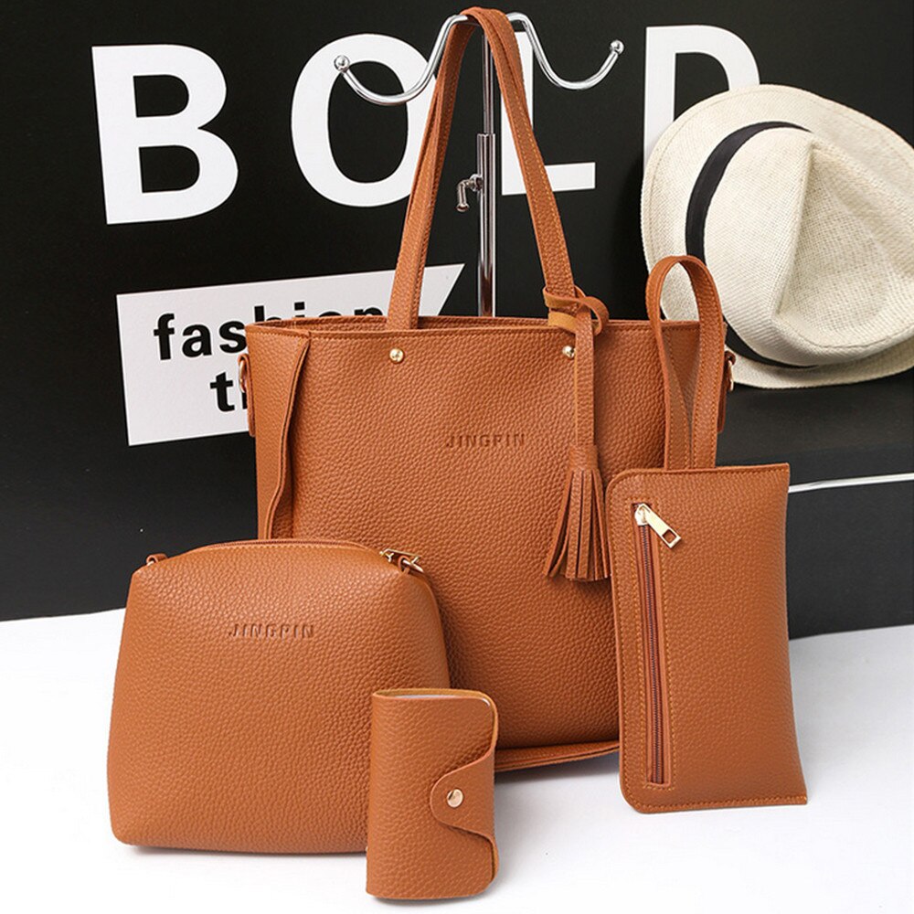 Frauen vier einstellen Handtasche Schulter Taschen vier Stücke Tote Tasche Crossbody Brieftasche Taschen lässig Weibliche Taschen Tote Bolso # yj