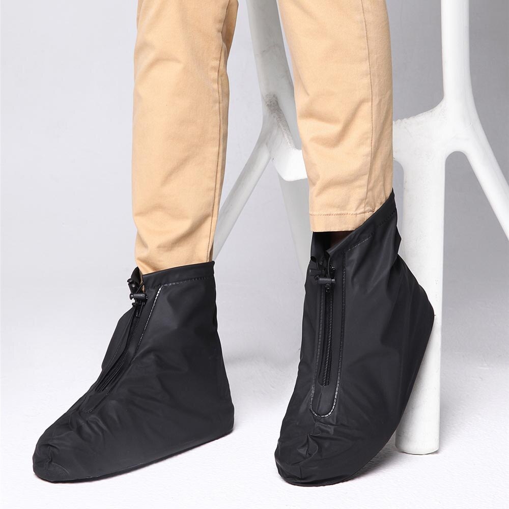 Genanvendelige regnovertræk pvc vandtæt skoovertræk til mænd kvinder børnebestandig støvlebeskytter let at bære oversko tåre: 38-39 sorte
