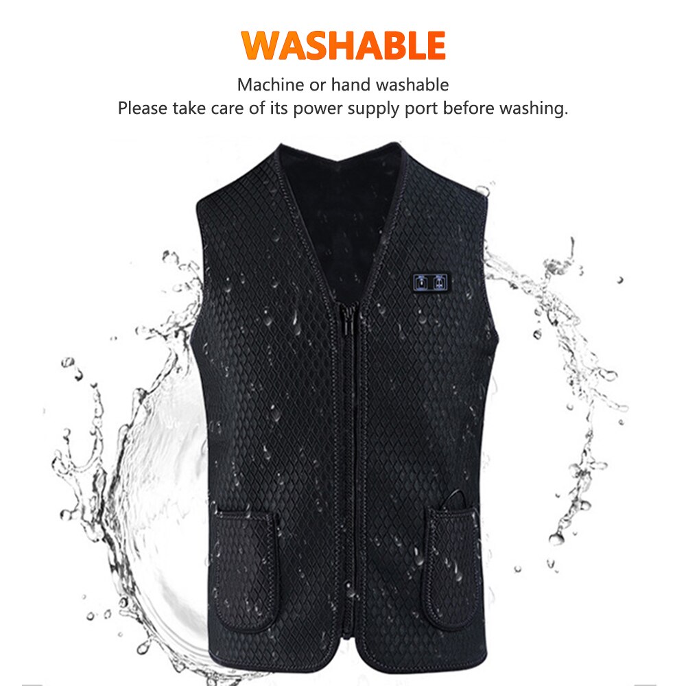 Heating Vest Warmer 3 Speeds Adjustable Temperature 7 Heating Zones USB Powered Rechargeable Thermal Waistcoat Winter Warm Fever