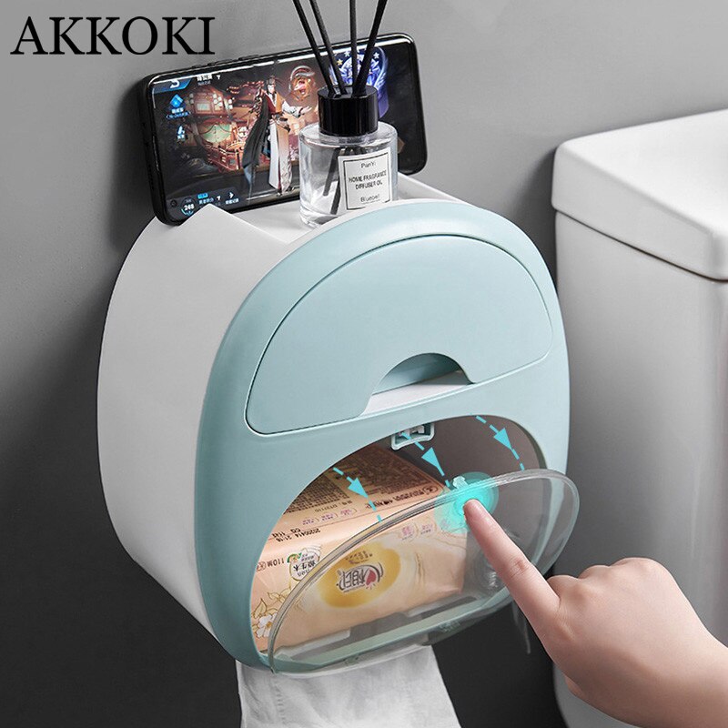 Punch-Free Roll Paper Drawer With Drawer Garbage Bag Bathroom Large-Capacity Storage Box Household Goods Bathroom Accessories