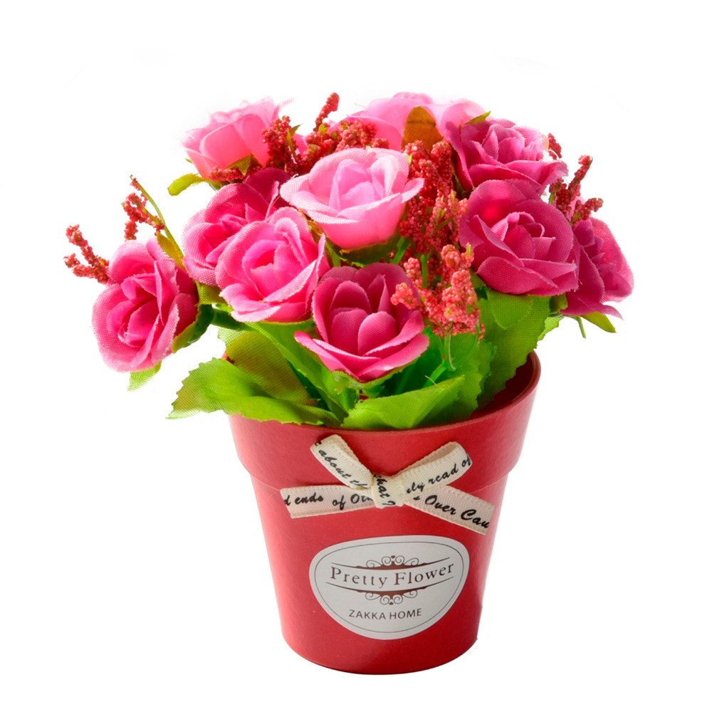 Seide Strauß Blume einstellen Künstliche Topf Blumen Simulation Rose Topfpflanzen Blume Ornamente Tisch Heimat Hochzeit Dekoration