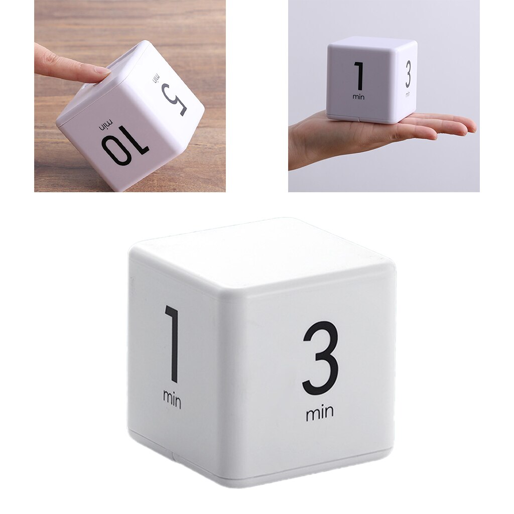 Cube Timer - Digital Timer - White Exercising Cooking Timer w/ LED Display