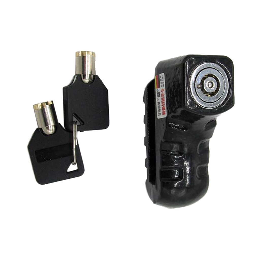 Stainless Steel Alarm Disc Lock Anti Theft for Motorcycle - Black