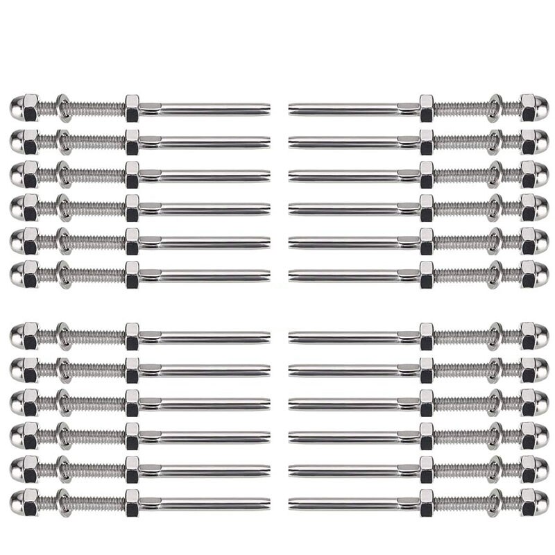 24 Packs Swage Threaded Stud Thread Terminal Stud Deck Cable Hardware for 1/8 inch Deck Cable Railing